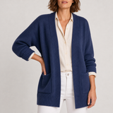 Pisa Open Front Knit Cardigan in Blue
