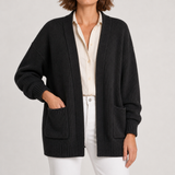 Pisa Open Front Knit Cardigan in Black