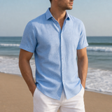 Portofino Linen Button Shirt in Blue