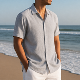 Portofino Linen Button Shirt in Gray