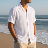 Portofino Linen Button Shirt in White