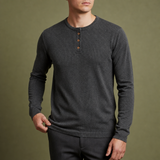 Rapallo Waffle Knit Henley in Dark Gray