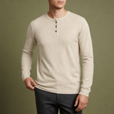 Rapallo Waffle Knit Henley in Cream
