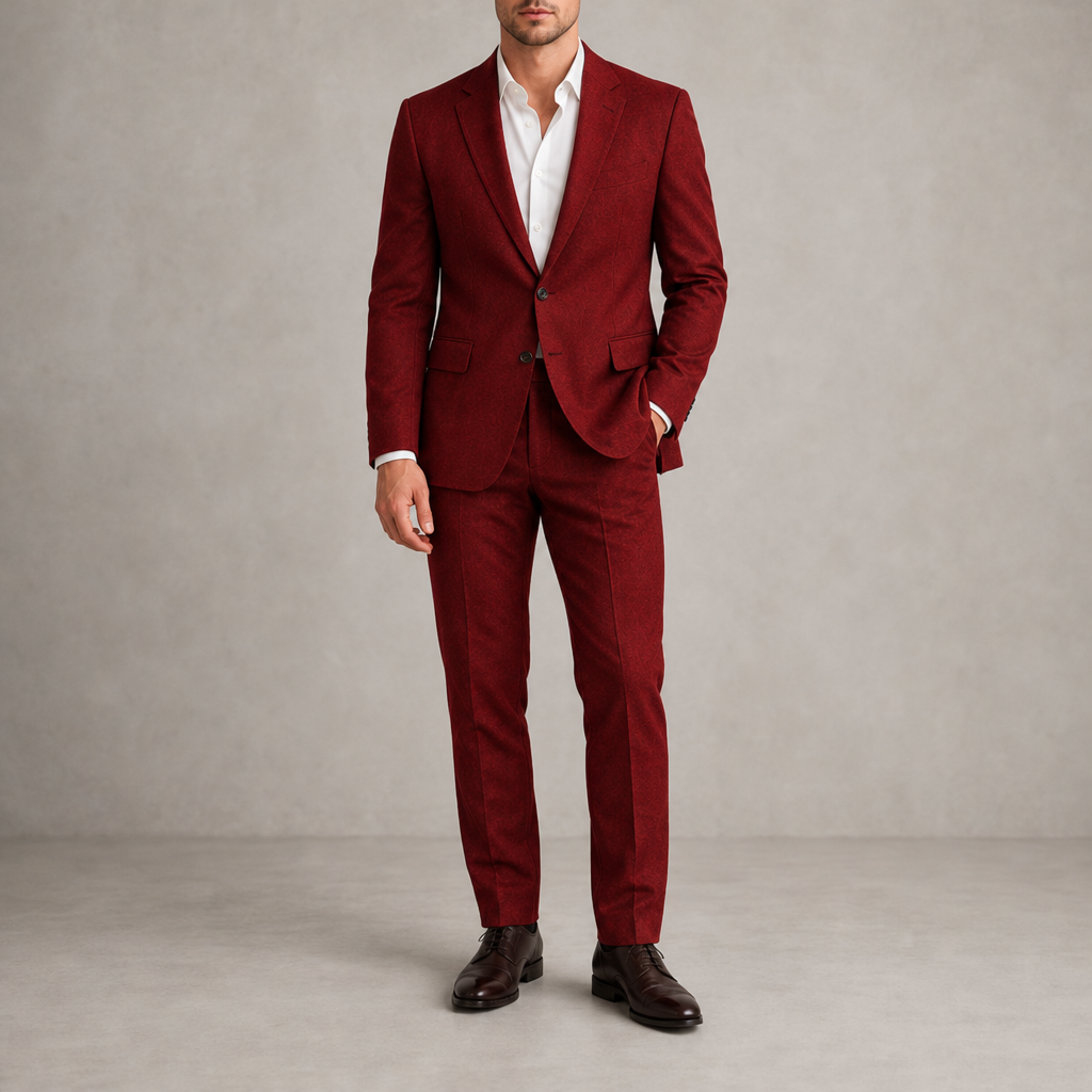 Rovinj Classic Linen Suit Set in Red