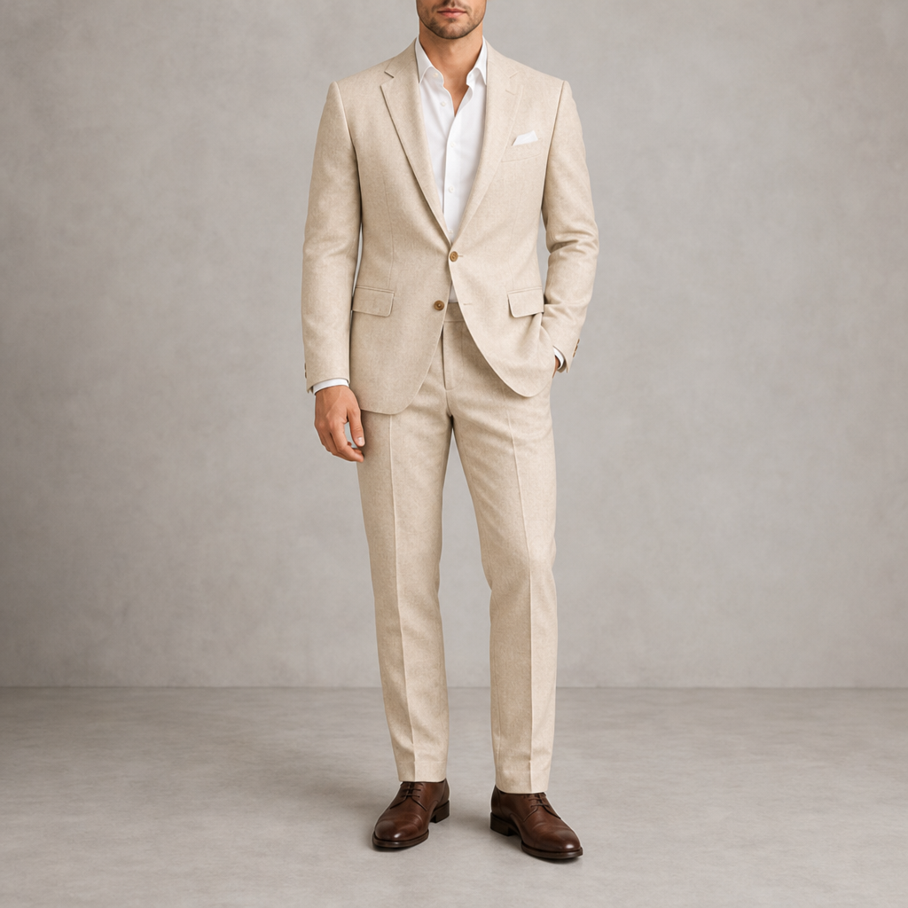 Rovinj Classic Linen Suit Set in Beige