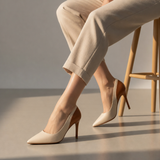 Santander Orthopedic Two-Tone Stiletto Pumps in Beige