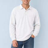 Sete Vintage Washed Henley Sweatshirt in White