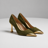 Sibenik Orthopedic Suede Metal Toe Pumps in Olive