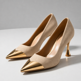 Sibenik Orthopedic Suede Metal Toe Pumps in Beige
