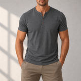 Silves Muscle Fit Henley Tee in Gray