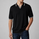 Siracusa Contrast Trim Polo in Black