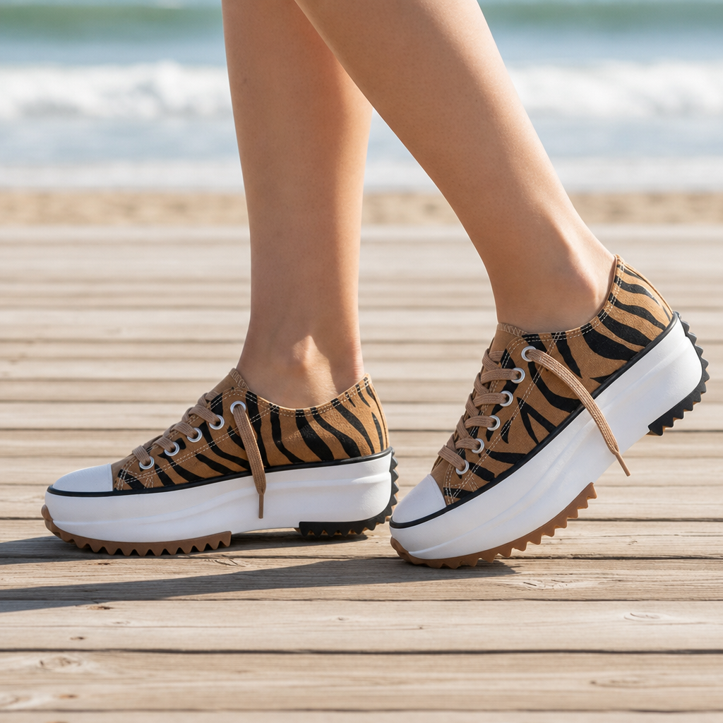 Sorrento Orthopedic Platform Canvas Sneakers in Tiger Stripe