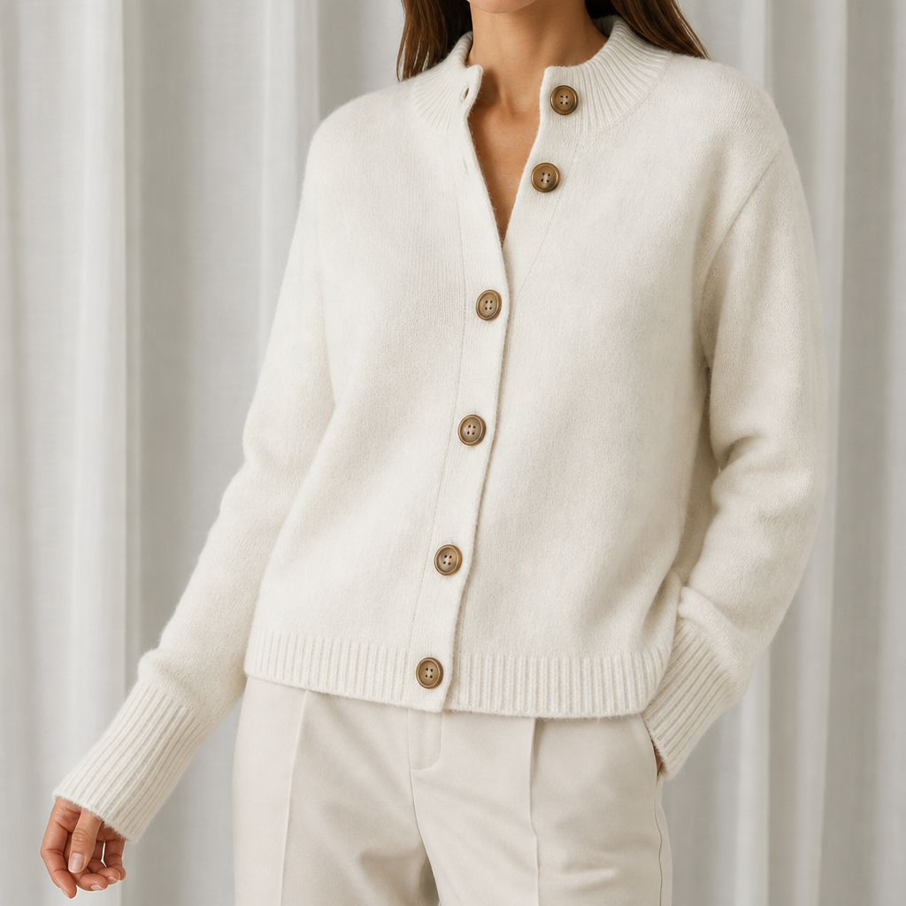 Spoleto Button Knit Cardigan in Cream