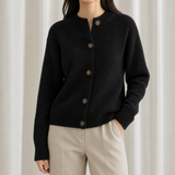 Spoleto Button Knit Cardigan in Black