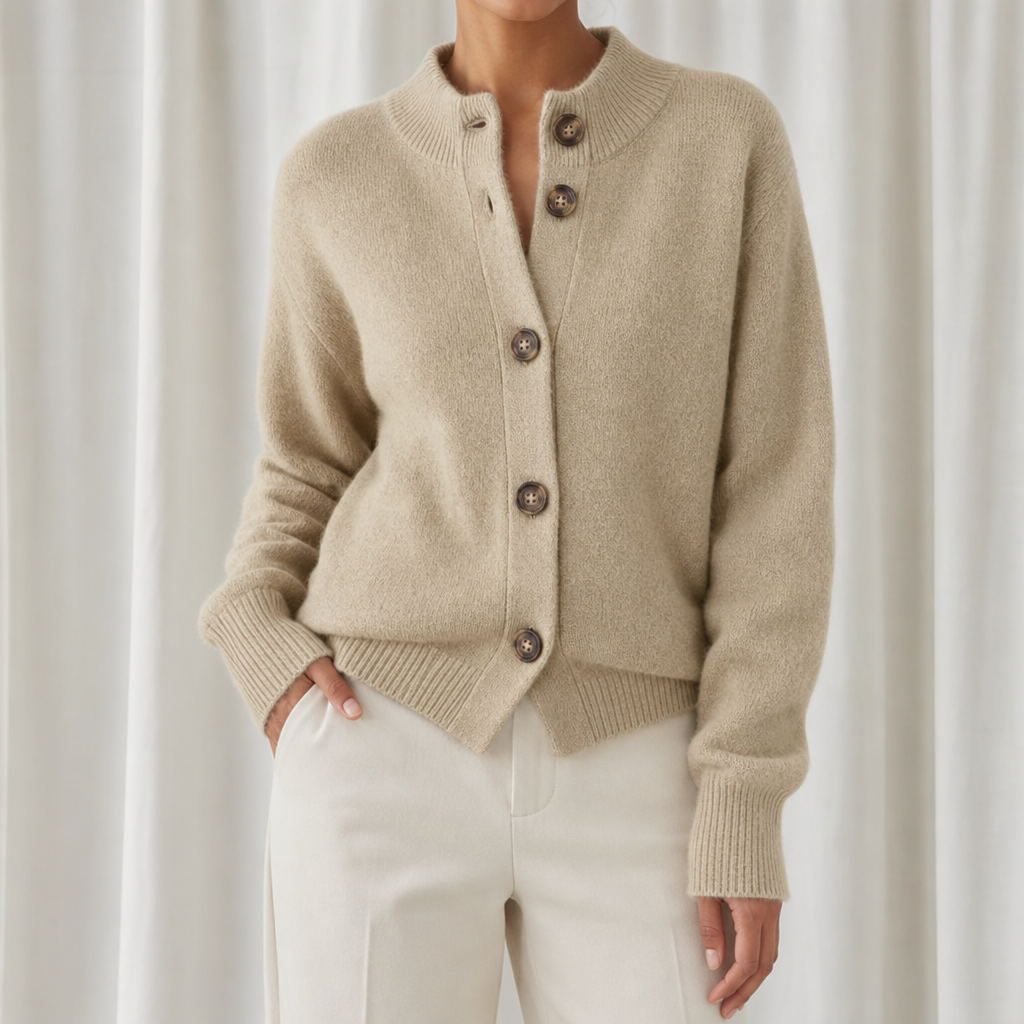 Spoleto Button Knit Cardigan in Beige