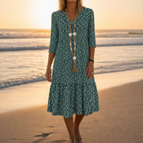 Tarifa Floral Print Midi Dress in Green