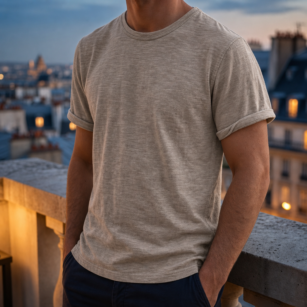 Tarragona Vintage Cotton T-Shirt in Coffee