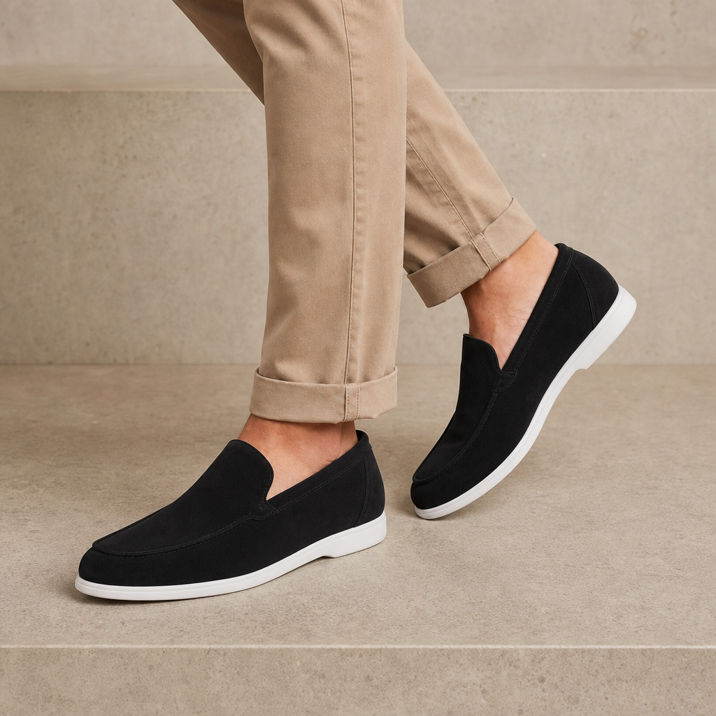 Tavira Suede Slip-On Loafers in Black