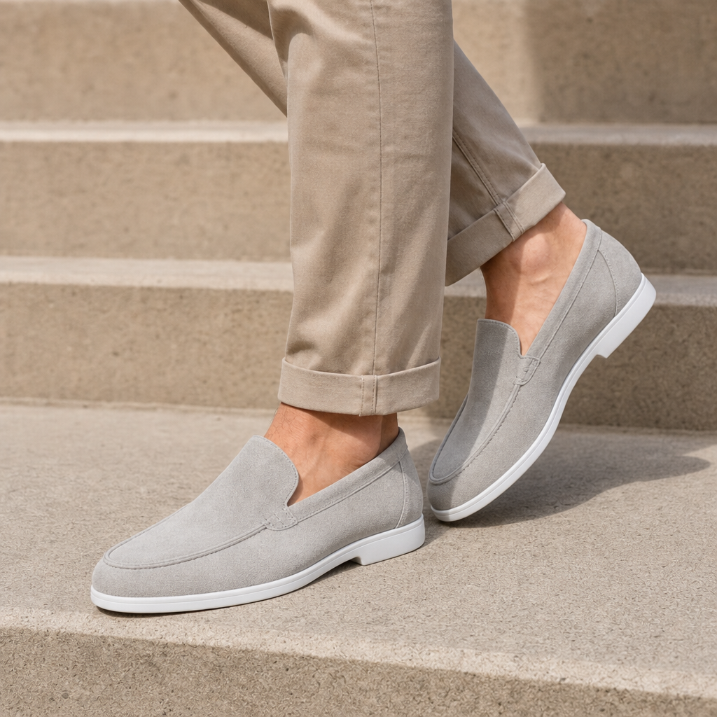 Tavira Suede Slip-On Loafers in Gray