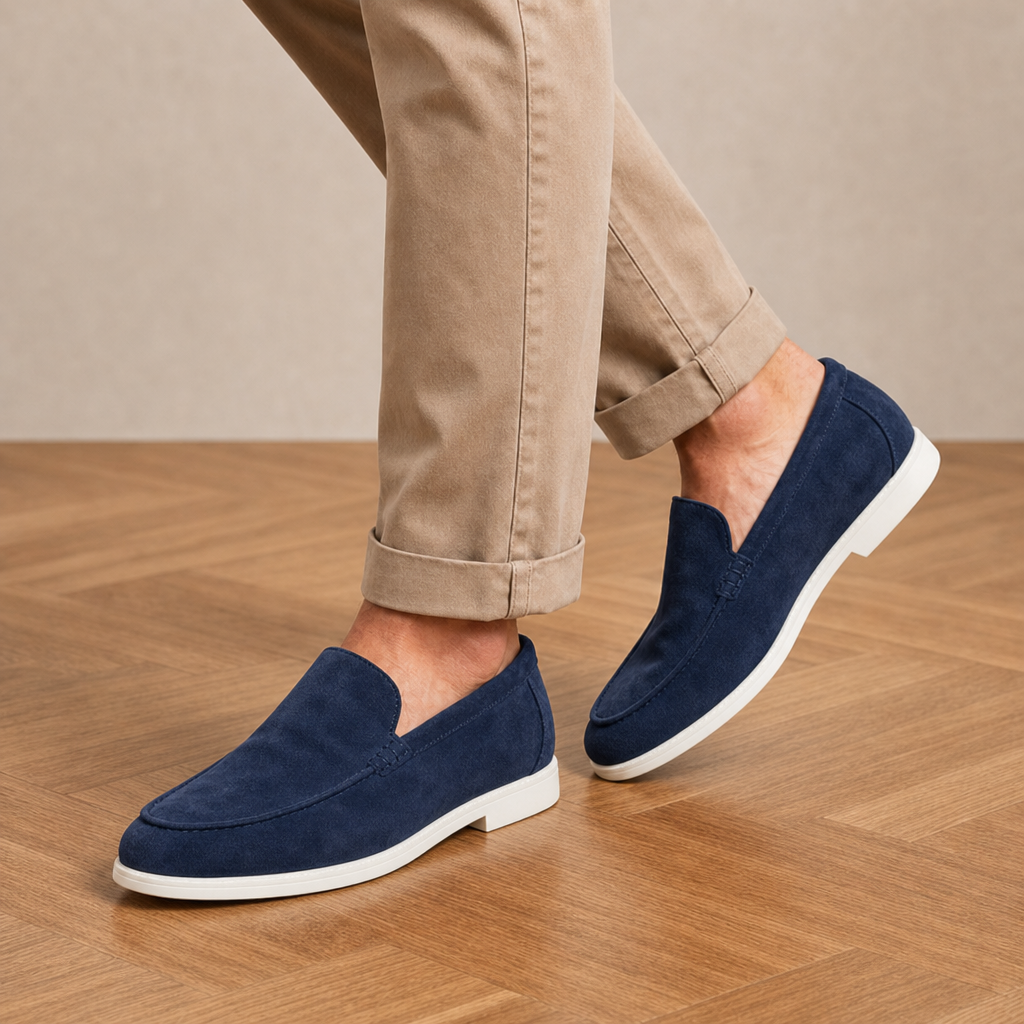 Tavira Suede Slip-On Loafers in Navy
