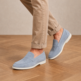 Tavira Suede Slip-On Loafers in Sky Blue