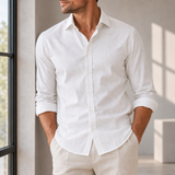 Toledo Linen Button-Up Shirt in White