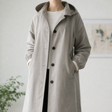 Trento Hooded Trench Windbreaker in Light Gray