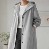 Trento Hooded Trench Windbreaker in Gray