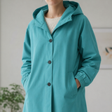 Trento Hooded Trench Windbreaker in Blue