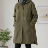 Trento Hooded Trench Windbreaker in Olive Green