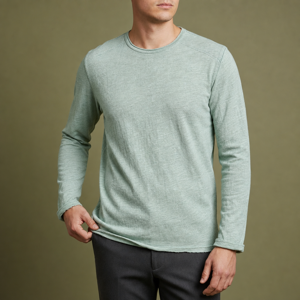 Treviso Cotton Long Sleeve Tee in Light Green