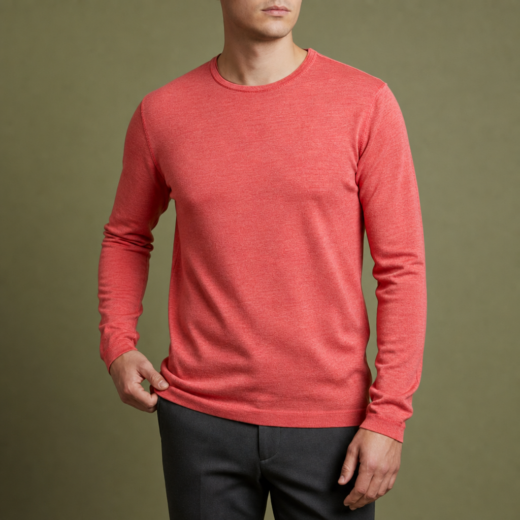 Treviso Cotton Long Sleeve Tee in Red