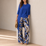 Trogir Leaf Print 3-Piece Set in Blue