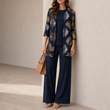 Trogir Leaf Print 3-Piece Set in Sapphire Bloom