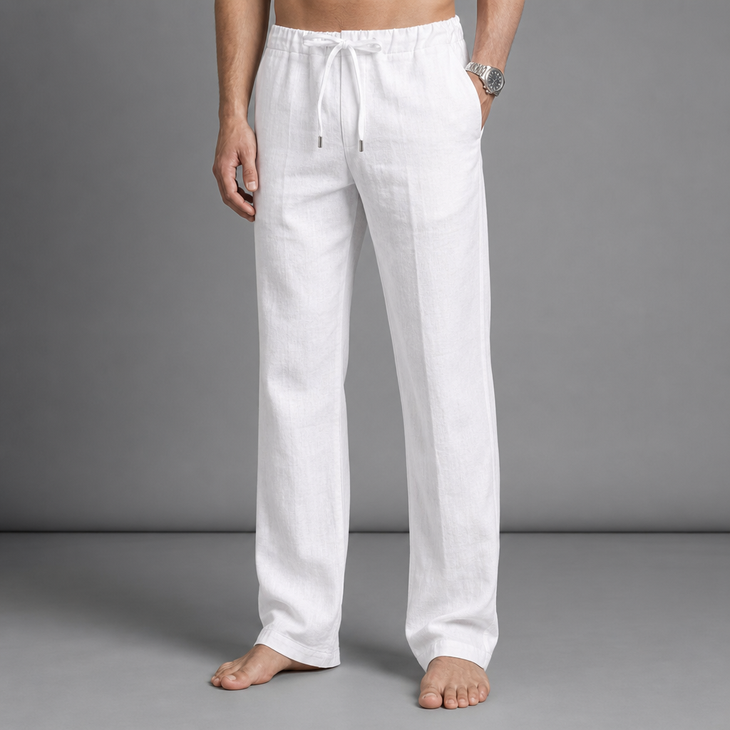 Trogir Linen Drawstring Trousers in White