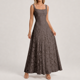 Tropea Floral Lace Maxi Gown in Gray