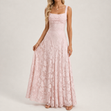Tropea Floral Lace Maxi Gown in Pink