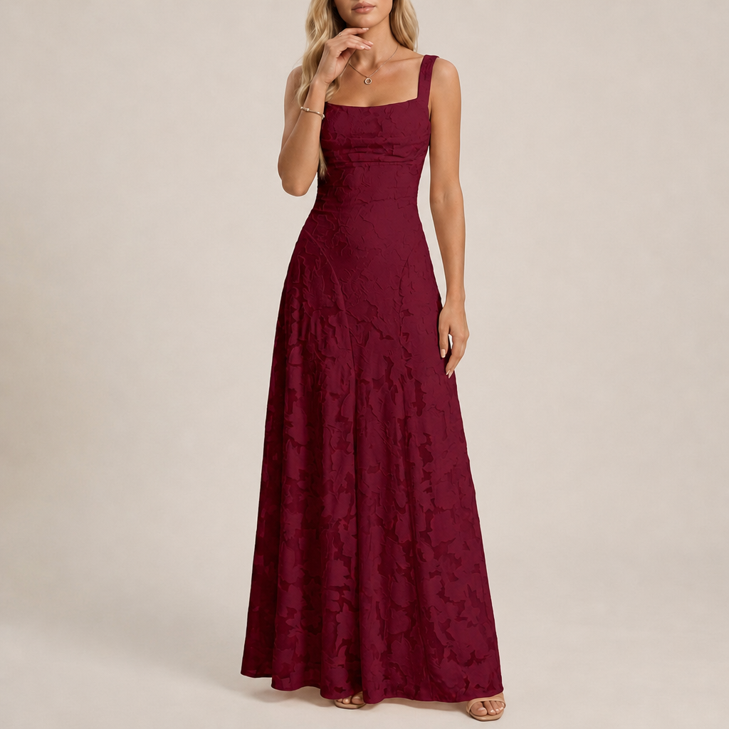 Tropea Floral Lace Maxi Gown in Red