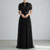 Zadar Lace Trim Maxi Dress in Black