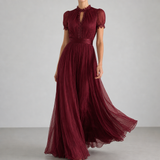Zadar Lace Trim Maxi Dress in Burgundy